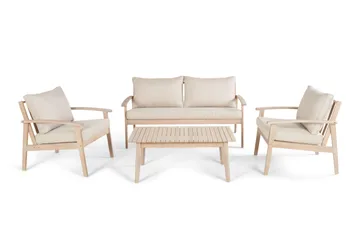 Wagnera Liten Soffgrupp utomhus - 2-sits soffa med 2 fåtöljer och soffbord i trä akacia - Beige - Products - Utemöbler & utemiljö - Loungemöbler - Loungeset & loungegrupp