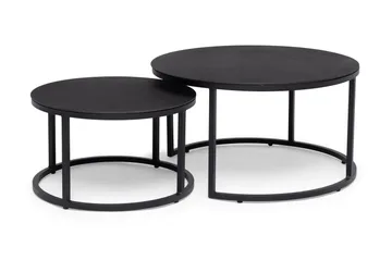 Hillerstorp Jet Set SatsUtebord Rund - Glas/Svart - Products - Utemöbler & utemiljö - Utebord & trädgårdsbord - Loungebord & soffbord utomhus