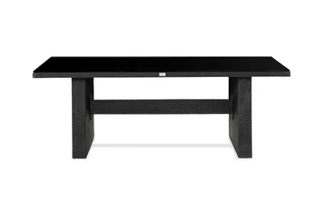 Majestic Matbord Utomhus 210x100 cm – Utebord i konstrotting med bordsskiva i Glas för Trädgård och Altan - Svart - Products - Utemöbler & utemiljö - Utebord & trädgårdsbord - Matbord utomhus