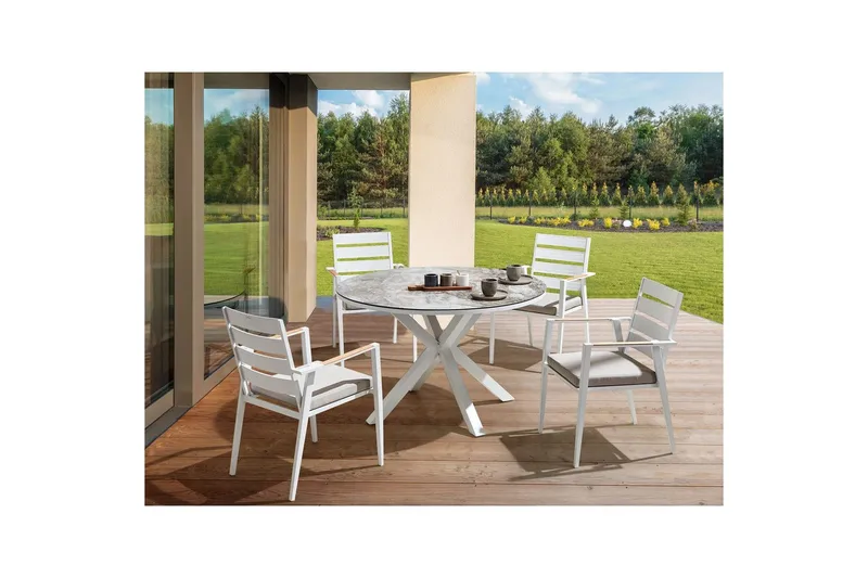 Runt bord Maletto Vit/Grå - Vit/Grå - Products - Utemöbler & utemiljö - Utebord & trädgårdsbord - Matbord utomhus