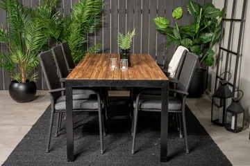 Bois Matgrupp Utomhus 200cm + 6 Anna Karmstolar - Svart/Grå - Products - Utemöbler & utemiljö - Utegrupp - Matgrupp utomhus
