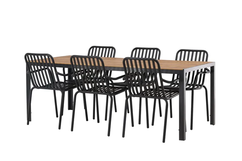 Break Matgrupp Utomhus 205 cm + 6 st Peking Karmstolar - Svart/Brun - Products - Utemöbler & utemiljö - Utegrupp - Matgrupp utomhus