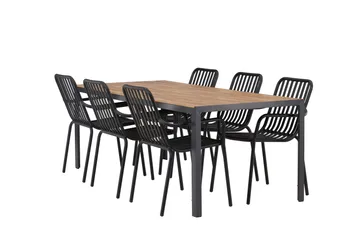 Break Matgrupp Utomhus 205 cm + 6 st Peking Karmstolar - Svart/Brun - Products - Utemöbler & utemiljö - Utegrupp - Matgrupp utomhus