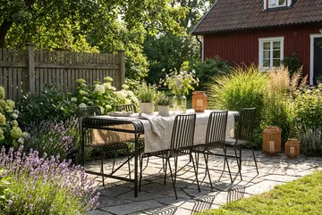 Jarva utomhus matgrupp 200 cm med 6 Jarva matstolar - Svart - Products - Utemöbler & utemiljö - Utegrupp - Matgrupp utomhus