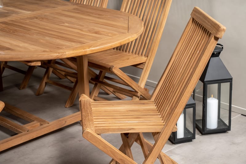 Kenya Matgrupp 180-240x120 cm + 8 Kenya Hopfällbar Stol - Brun - Products - Utemöbler & utemiljö - Utegrupp - Matgrupp utomhus