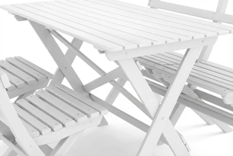 Landet Utomhus matgrupp 118x70x74 cm med soffa och 2 klappstolar - Vit - Products - Utemöbler & utemiljö - Utegrupp - Matgrupp utomhus