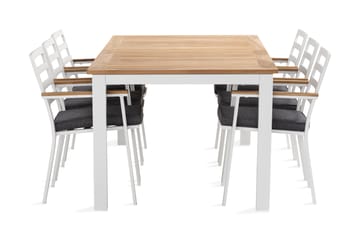 Las Vegas Matgrupp Utomhus 220-280 cm + 6 Oliver Matstol - Teak/Vit - Products - Utemöbler & utemiljö - Utegrupp - Matgrupp utomhus