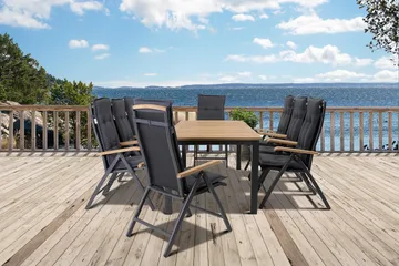 Las Vegas Matgrupp Utomhus Las Vegas 220-280 + 8 Positionsstol Lyx - Svart/Teak - Products - Utemöbler & utemiljö - Utegrupp - Matgrupp utomhus