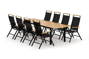 Las Vegas utomhus matgrupp förlängningsbart 220x280x100 cm med 8 Las Vegas positionsstolar - Svart - Products - Utemöbler & utemiljö - Utegrupp - Matgrupp utomhus