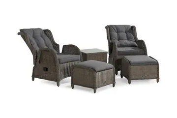 Marcus Caféset med 2 Reclinerfåtöljer Utomhus m Dyna - Grå - Products - Utemöbler & utemiljö - Utegrupp - Cafegrupp & cafeset