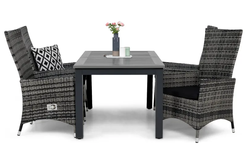 Monaco Matgrupp Utomhus 152-210 + 4 Jenny Ställbar Fåtölj m Dyna - Grå/Svart - Products - Utemöbler & utemiljö - Utegrupp - Matgrupp utomhus