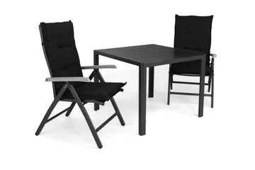 Tunis Matgrupp Utomhus 90x90 + 2 Monaco Lyx Positionsstol m Dyna - Svart/Grå - Products - Utemöbler & utemiljö - Utegrupp - Matgrupp utomhus
